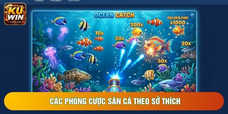 Các phòng cược săn cá theo sở thích