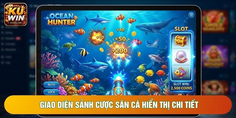 Giao diện sảnh cược săn cá hiển thị chi tiết