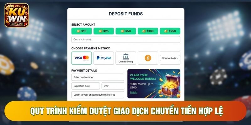 Quy trình kiểm duyệt giao dịch chuyển tiền hợp lệ