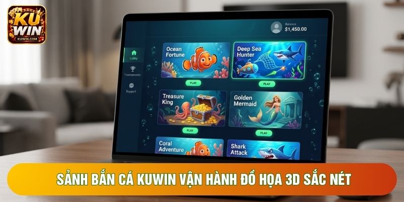 Sảnh bắn cá KUWIN vận hành đồ họa 3D sắc nét